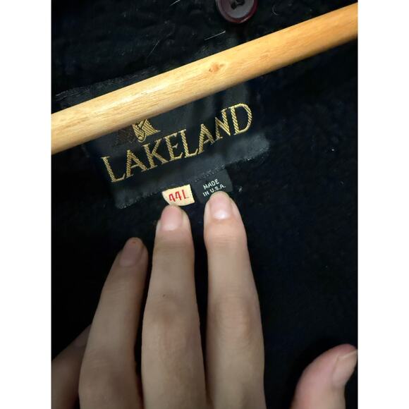 Huckberry Vintage XL Tweed 100% Wool Shearling Coat $550 Long Jacket Black Gray - Picture 7 of 13